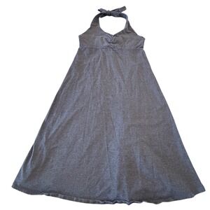 prAna Gray Heathered Halter Neck Empire Waist A-Line Dress Size Medium
